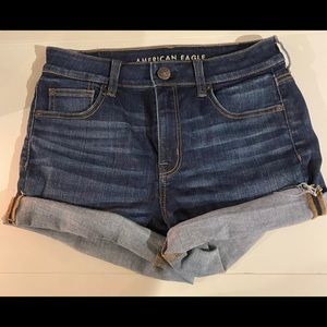 dark denim american eagle shorts